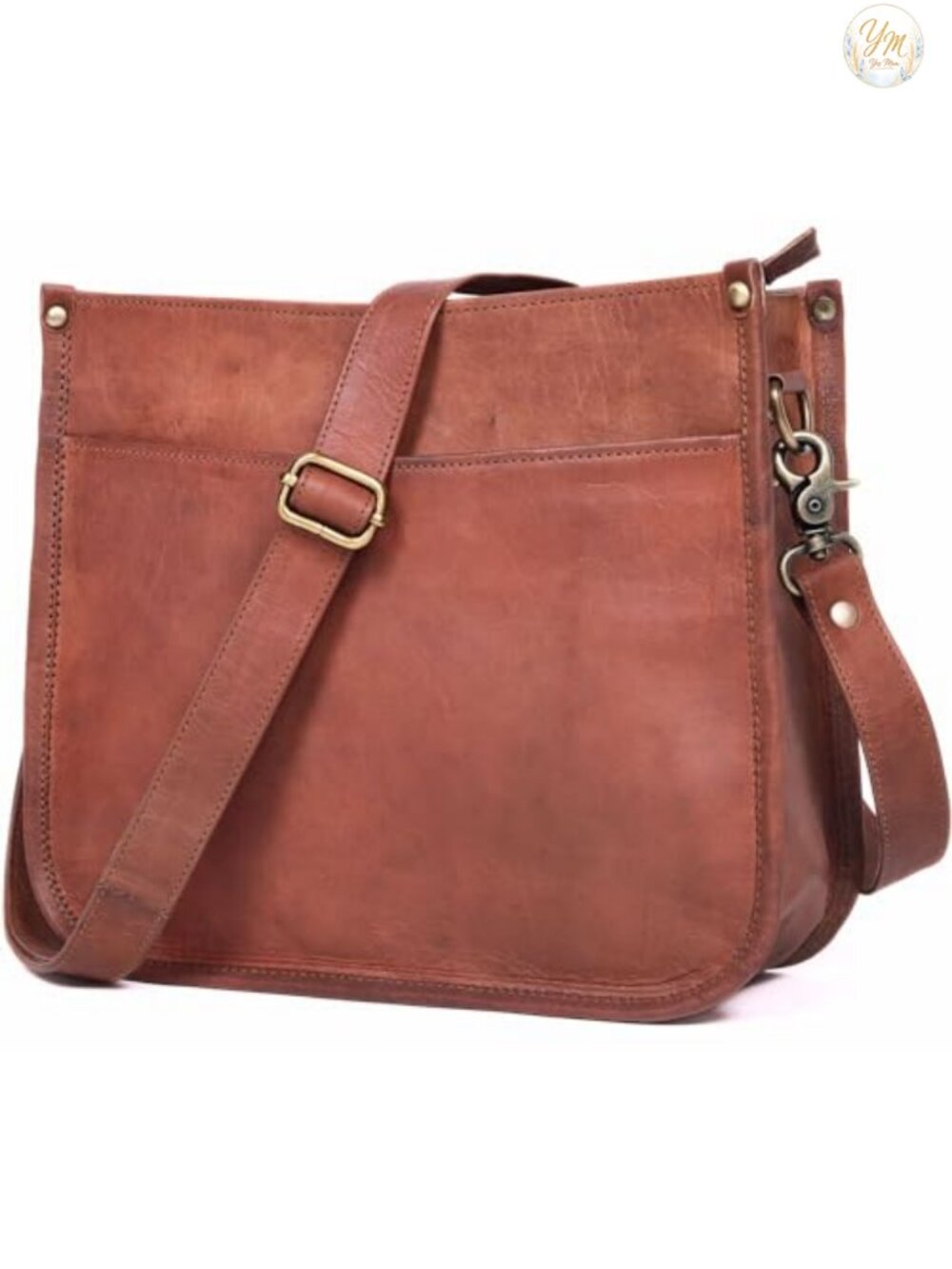 Genuine Leather Crossbody Purse for Women – Rustic Tan & Brown Leather Satchel,